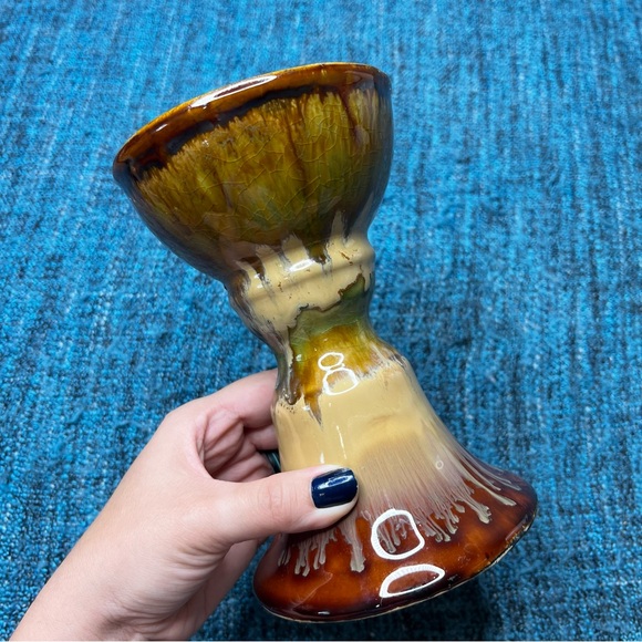 Vintage Midcentury Moderny Drip Glaze Ceramic Tapper Pillar Candle Holder - Picture 2 of 7